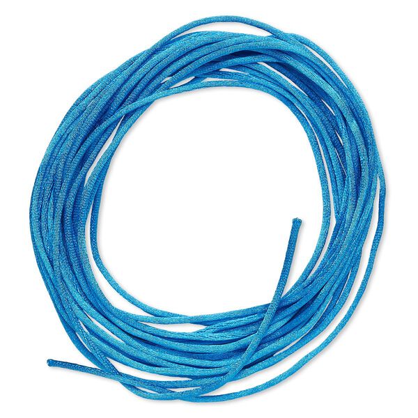 Cord, Satinique™, satin, dark turquoise blue, 1mm mini. Sold per pkg of 10 feet. image number 0