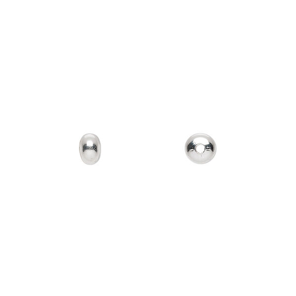 Bead, silver-plated brass, 4.5x3mm saucer. Sold per pkg of 100. image number 0