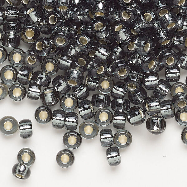 Seed bead, Miyuki, glass, pkg/25g, #6 rocaille, transparent silver-lined light grey, (RR-21). image number 0