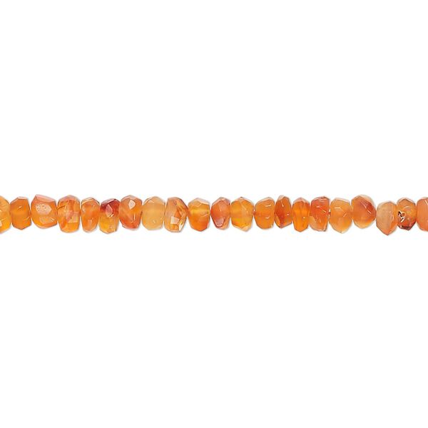 Carnelian 1pkg1, hand-cut tumbled faceted rondelle bead 13 inch 3x2mm-4x3mm image number 0