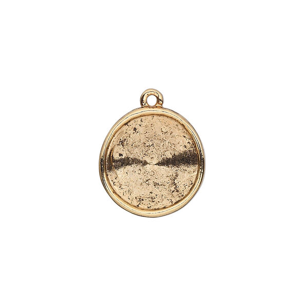 Drop, Almost Instant Jewelry®, antique gold-plated pewter (tin-based alloy), 17mm round with 14mm rivoli setting. Sold individually. image number 0