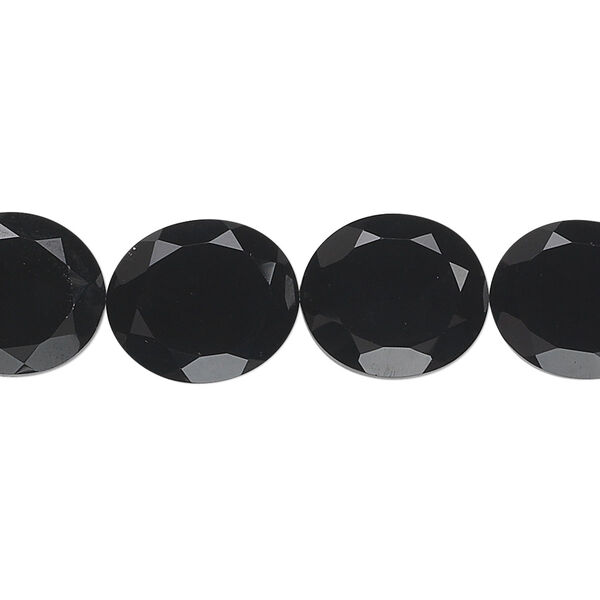 Black onyx 1pkg10, hand-cut faceted oval bead B grade, 14x12mm image number 0