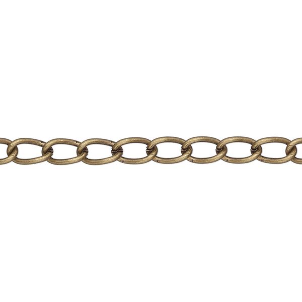 Chain, antique gold-plated brass, 4mm curb. Sold per pkg of 5 feet. image number 0