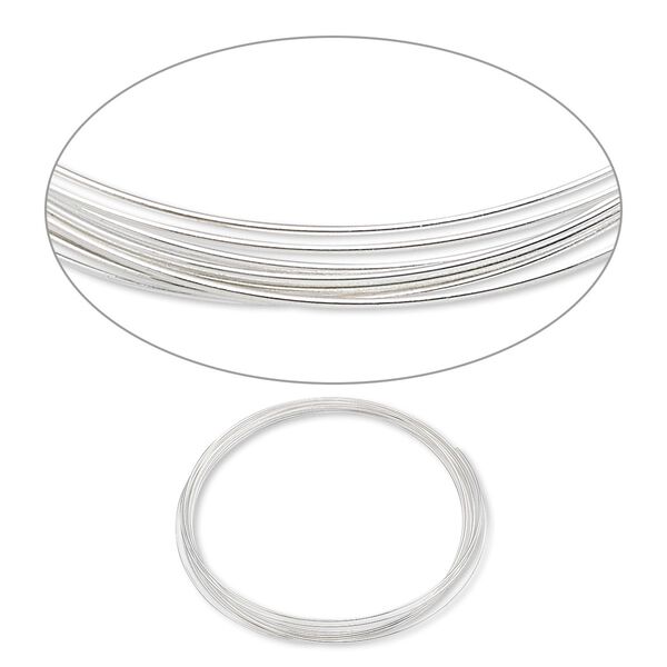 Wire, silver-plated carbon steel, 0.5-0.6mm thick, 2-1/4 inch inside diameter. Sold per 1-ounce pkg, approximately 50 loops. image number 0