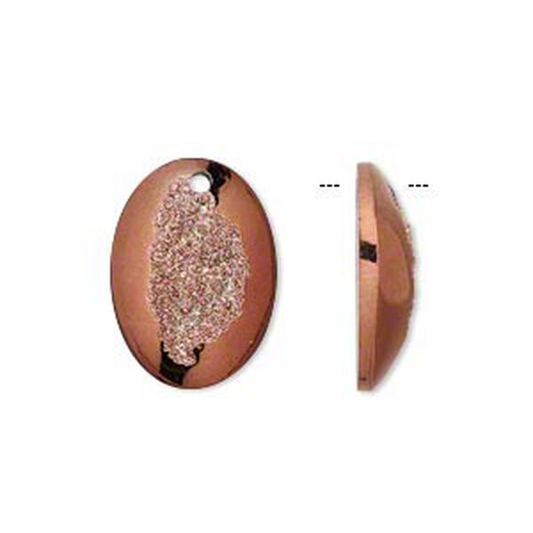 Drop, druzy "agate" (resin) (imitation), bronze, 20x14mm top-drilled domed oval. Sold per pkg of 4. image number 0