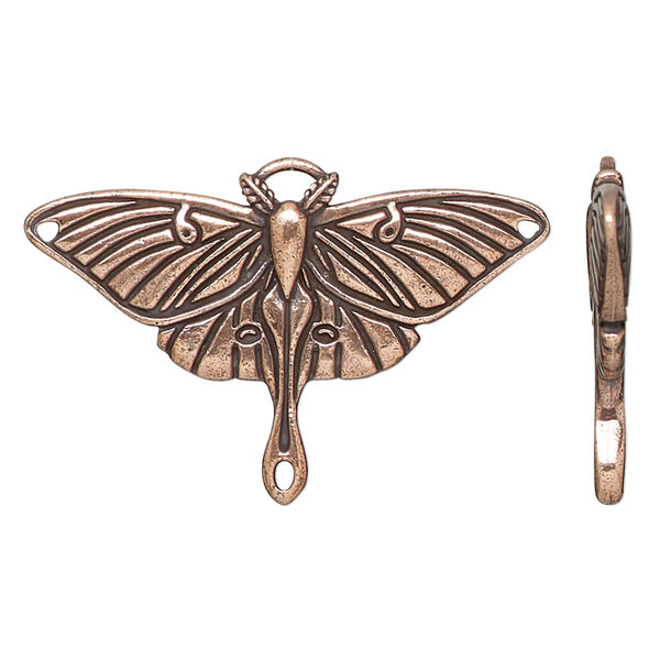 Focal, TierraCast®, antique copper-plated pewter (tin-based alloy), 38.5x24.5mm double-sided luna moth. Sold per pkg of 10. image number 0