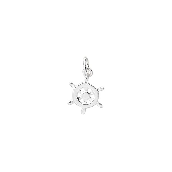 Charm. sterling silver, 9mm wheel. Sold per pkg of 4. image number 0