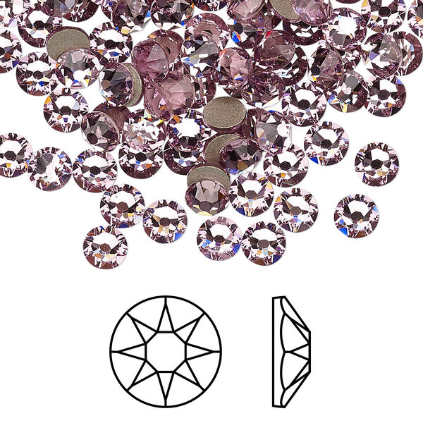 Flat back 144pk light amethyst foil back, Crystal Passions® 4.6-4.8mm rose round SS20 2088 image number 0