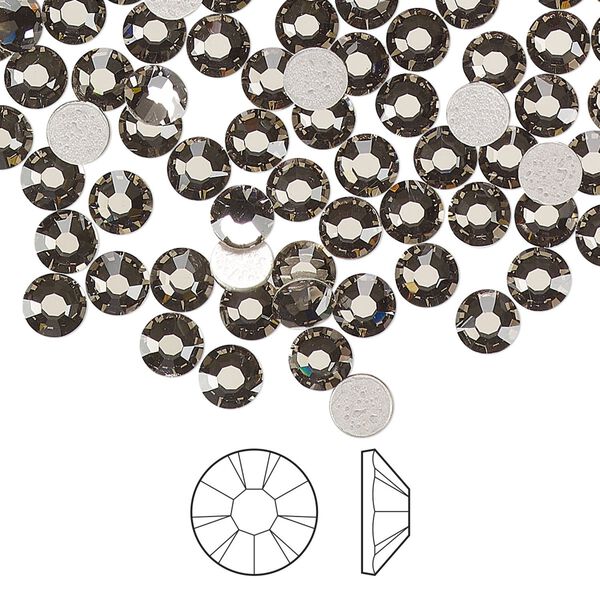 Flat back 1440pk black diamond foil back, Preciosa MAXIMA Czech crystal hotfix rhinestone 4.6-4.8mm chaton rose round SS20 image number 0
