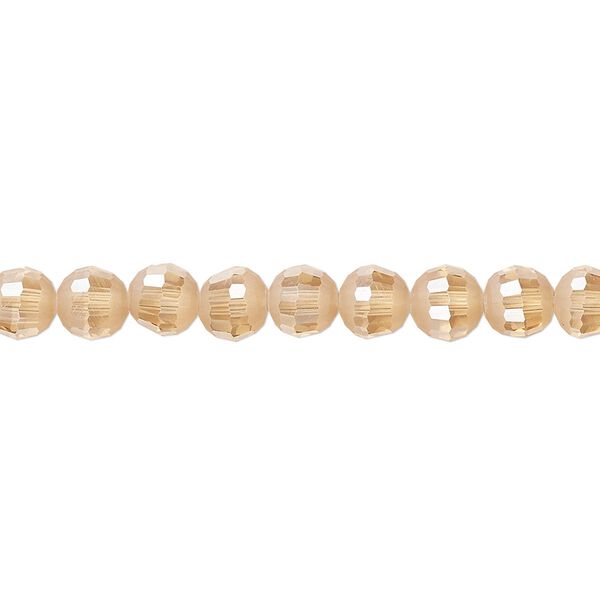 Bead 1pk 96 facets translucent amber peach AB half-matte, Celestial Crystal® 6mm round 8 inch image number 0
