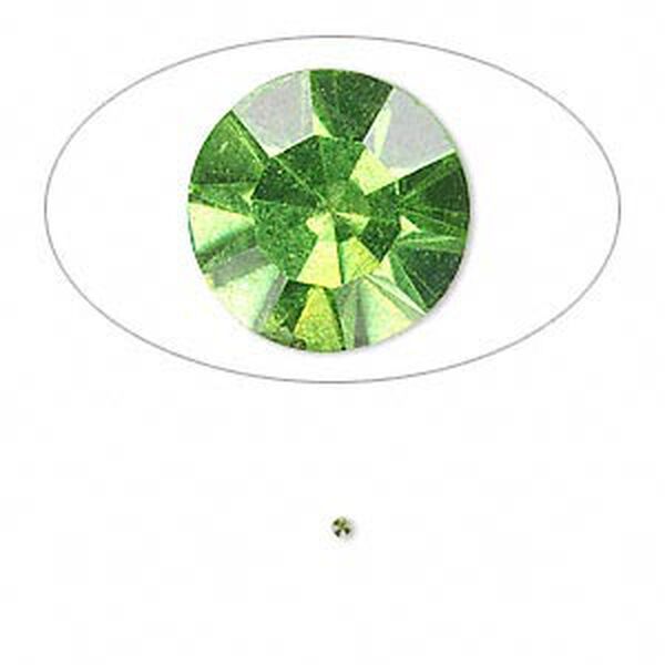 Chaton, glass rhinestone, olivine, foil back, 1.3-1.35mm faceted round, PP6. Sold per pkg of 72. image number 0