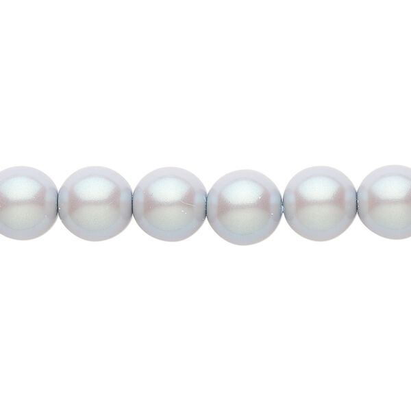 Bead, Czech pearl-coated glass druk, opaque iridescent grey, 8mm round. Sold per 15-1/2" to 16" strand. image number 0