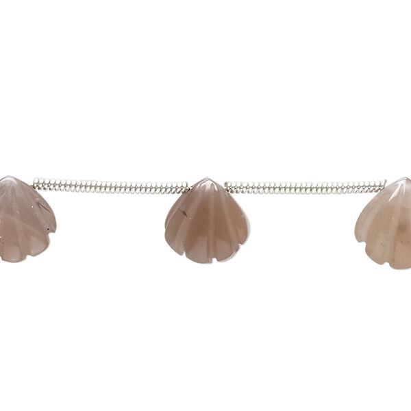 Coffee moonstone 1pkg10, hand-cut top-drilled carved puffed shell bead natural 9x9mm image number 0