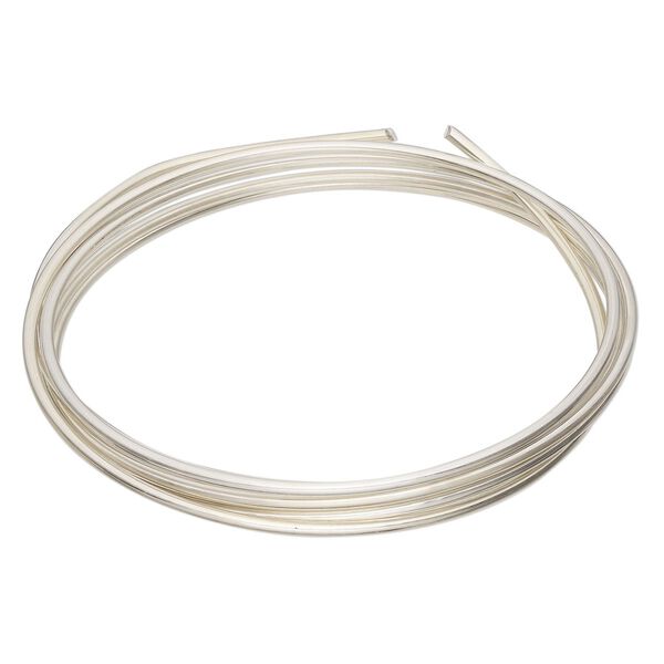 Wire, Argentium® silver, half-hard, round, 12 gauge. Sold per pkg of 5 feet. image number 0