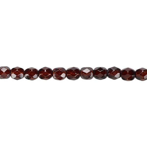 Bead, Czech fire-polished dipped décor glass, brown, 4mm faceted round. Sold per 15-1/2" to 16" strand, approximately 100 beads. image number 0
