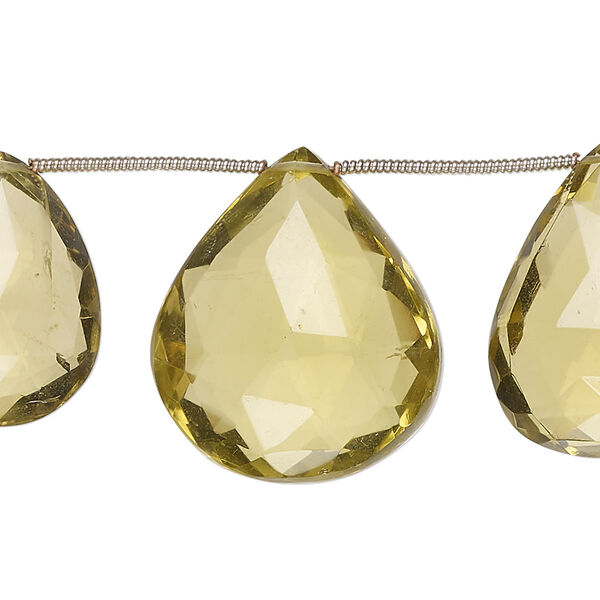 Golden quartz 1pkg11, hand-cut top-drilled faceted puffed teardrop bead 21x13mm-25x18mm image number 0