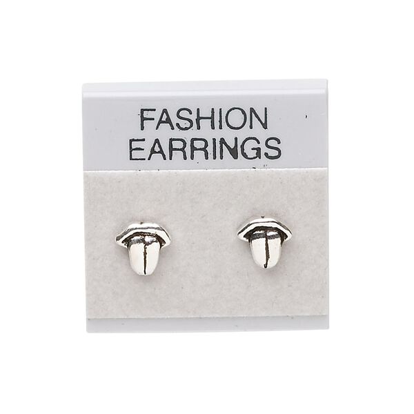 Earring card, flocked plastic, grey and black, 1x1-inch square with "FASHION EARRINGS." Sold per pkg of 100. image number 0