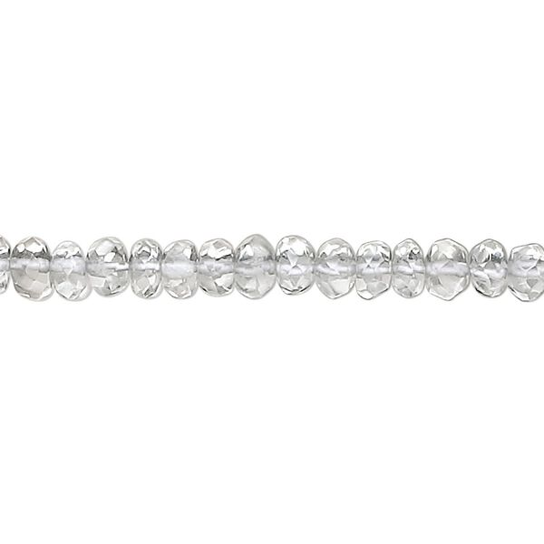 Quartz crystal 1pkg1, hand-cut faceted rondelle bead natural 15.5-16 inch 5x3mm image number 0