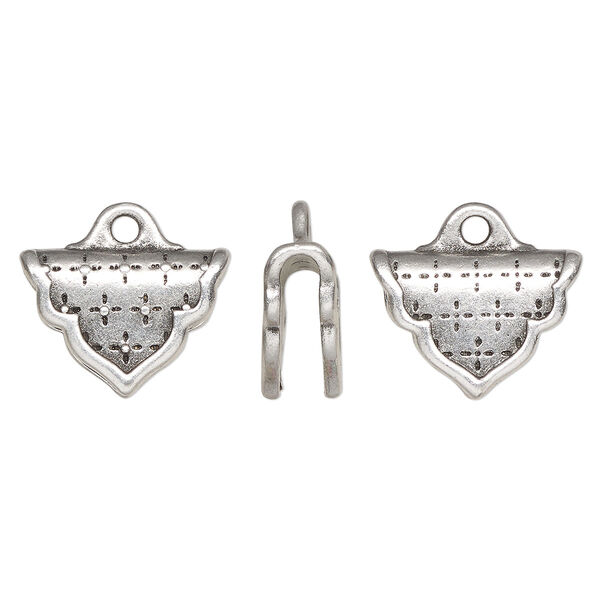 Crimp end, TierraCast®, antique silver-plated pewter (tin-based alloy), 18x5x13mm Marrakesh, 3.7mm inside diameter. Sold per pkg of 10. image number 0
