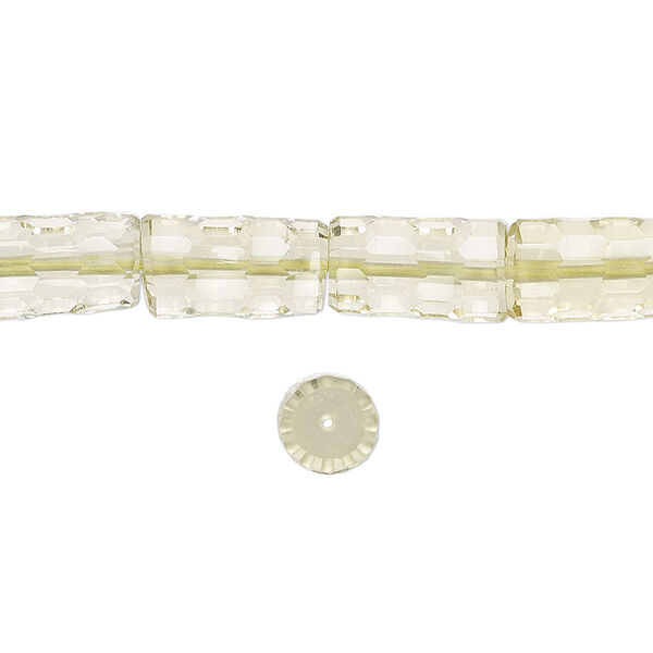 Lemon quartz 1pkg1, hand-cut concave faceted tube bead B grade, 8 inch 12x7mm-15x7mm image number 0