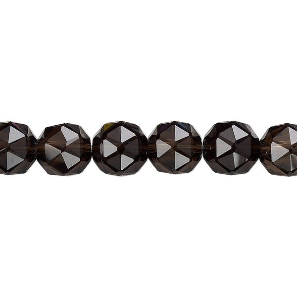 Smoky quartz 1pkg1, rose-cut round bead 8 inch 8mm image number 0