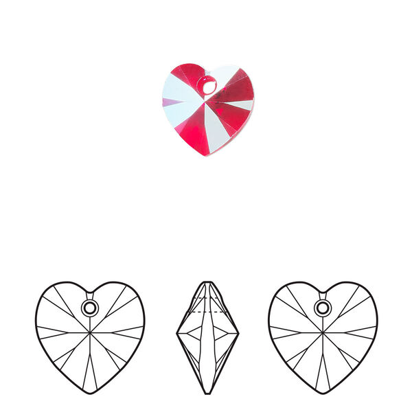 Drop 24pk light Siam shimmer, Crystal Passions® 10mm pendant heart 6228 image number 0