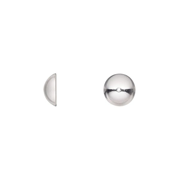 Bead cap, sterling silver, 8x3mm round, fits 8-10mm bead. Sold per pkg of 4. image number 0