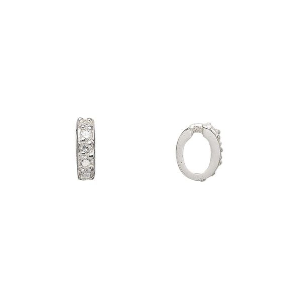 Slide, cubic zirconia and sterling silver, clear, 9x2.5mm oval. Sold per pkg of 2. image number 0