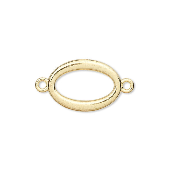 Link, gold-finished "pewter" (zinc-based alloy), 18x13mm double-sided open oval. Sold per pkg of 8. image number 0