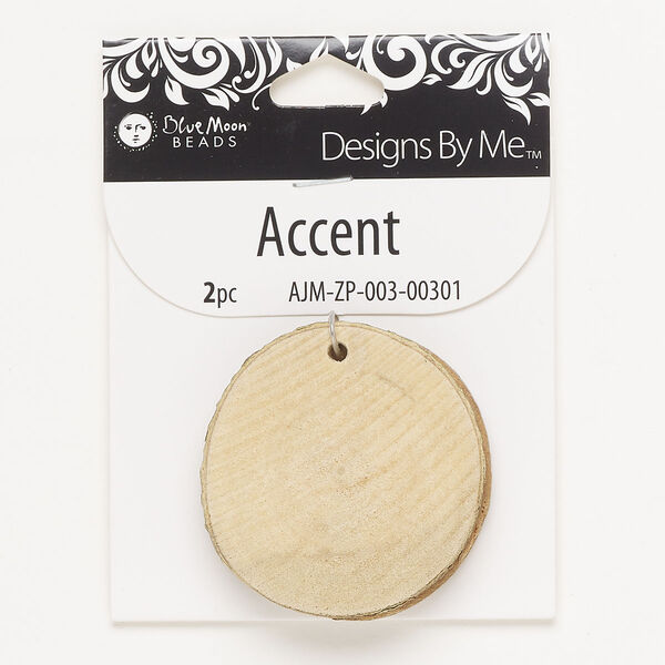 Focal, wood (natural), 42-44mm uneven round. Sold per pkg of 2. image number 0