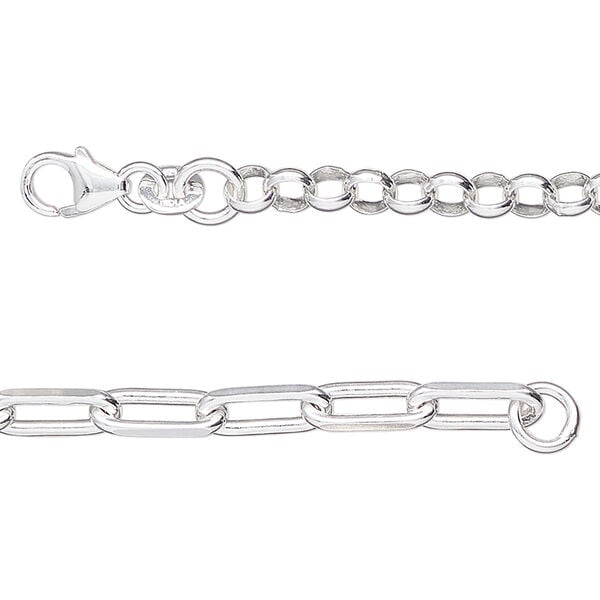 Sterling silver 1pkg1, cut cable / rolo chain 16 inch 4mm / 4.1mm image number 0