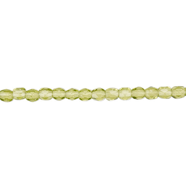 Bead, Czech fire-polished glass, olivine, 3mm faceted round. Sold per 15-1/2" to 16" strand, approximately 130 beads. image number 0