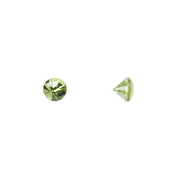 Peridot 1pkg2, buffed top hand-cut faceted round gem natural 6mm image number 0