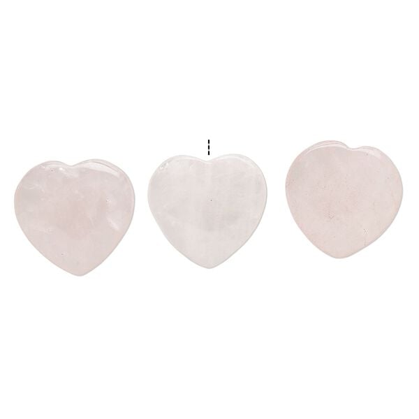 Rose quartz 1pkg3, half-drilled puffed heart drop 24-26mm image number 0