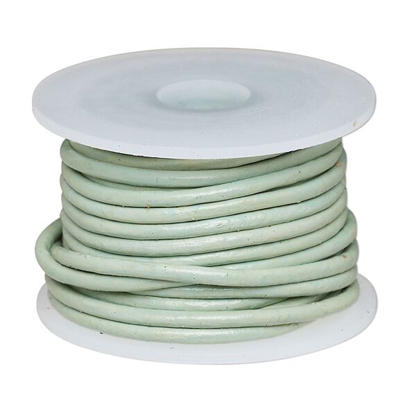 Cord, leather (dyed), sky blue, 1.4-1.6mm round. Sold per 5-yard spool. image number 0