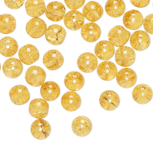 Bead, Czech crackle glass druk 1pkg60, honey, 6mm round. image number 0