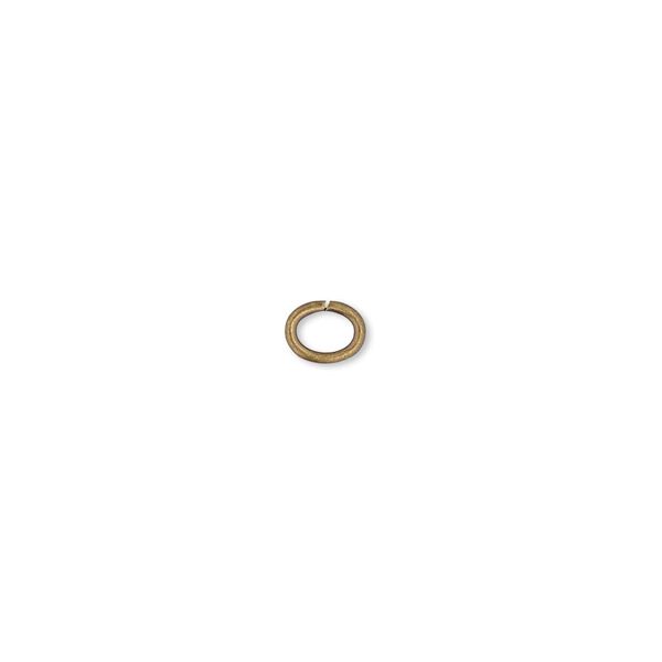 Jump ring, antique gold-plated brass, 6x4mm oval, 4.1x2mm inside diameter, 18 gauge. Sold per pkg of 1,000. image number 0