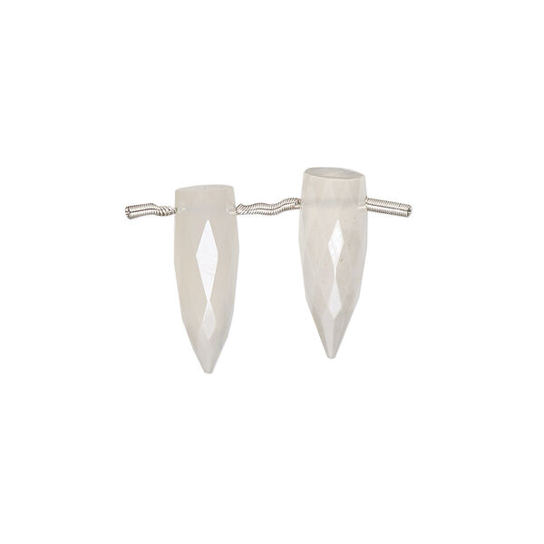 Chalcedony 1pkg2, hand-cut top-drilled AB faceted spike bead 16x6mm image number 0