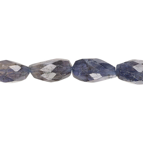 Iolite 1pkg1, hand-cut faceted flat nugget bead 14 inch small image number 0