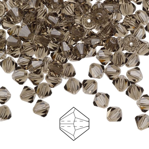 Bead 144pk black diamond, Preciosa Czech crystal 5mm bicone image number 0