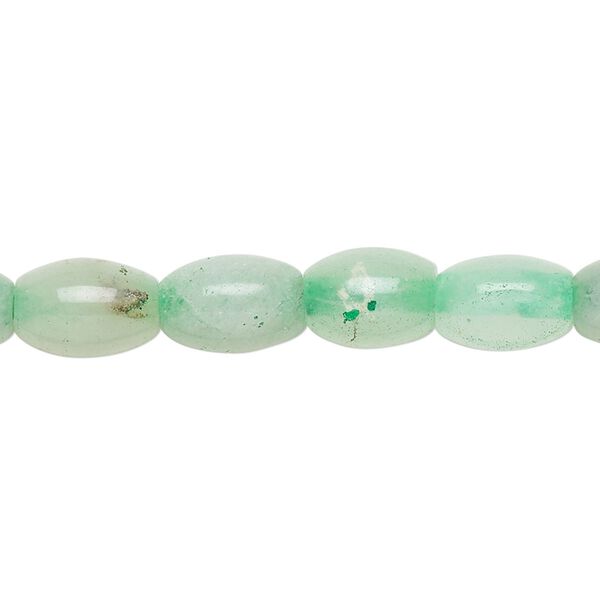 Green quartz 1pkg1, oval bead 15 inch 9x6mm-9x7mm image number 0