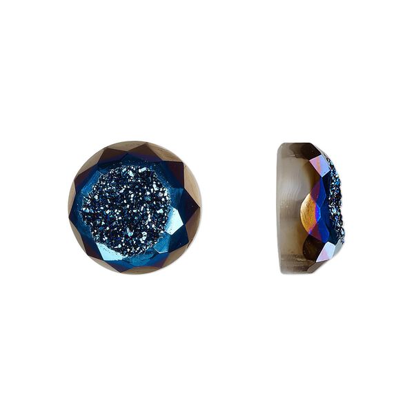 Druzy agate 1pkg1, hand-cut calibrated faceted round cab 12mm image number 0