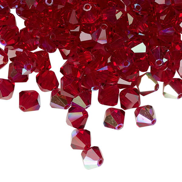 Bead 144pk Siam AB, Preciosa Czech crystal 6mm bicone image number 0