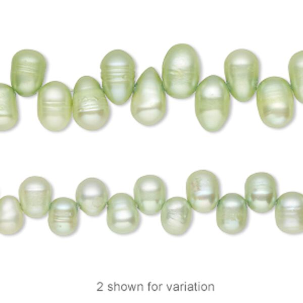 Pearl, cultured freshwater (dyed), aloe, 6x5mm-9x6mm top-drilled rice, D grade, Mohs hardness 2-1/2 to 4. Sold per 15-inch strand. image number 0