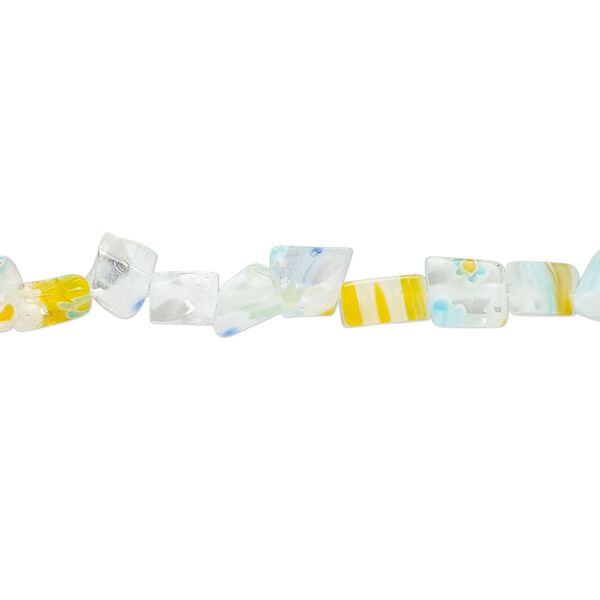 Bead, millefiori glass, translucent mint and multicolored, mini to small chip. Sold per 34-inch strand. image number 0
