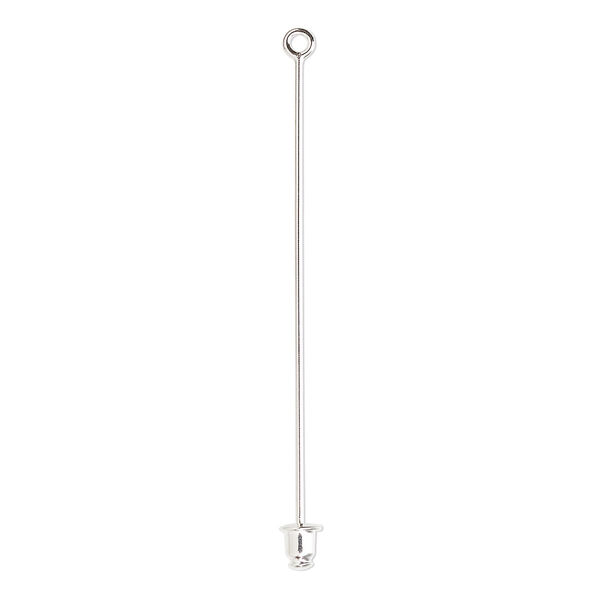 Stick pin, silver-plated brass, 2-1/2 inches with loop and open-ended clutch, 18 gauge. Sold per pkg of 100. image number 0