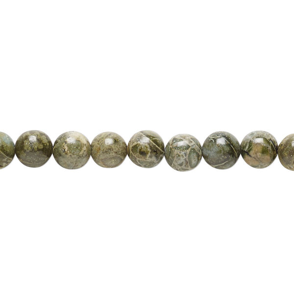 Green brecciated jasper 1pkg1, round bead natural 15.5-16 inch 6mm image number 0
