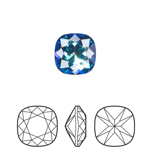Fancy stone 144pk crystal Bermuda blue foil back, Preciosa MAXIMA Czech crystal rhinestone 12mm cushion square image number 0