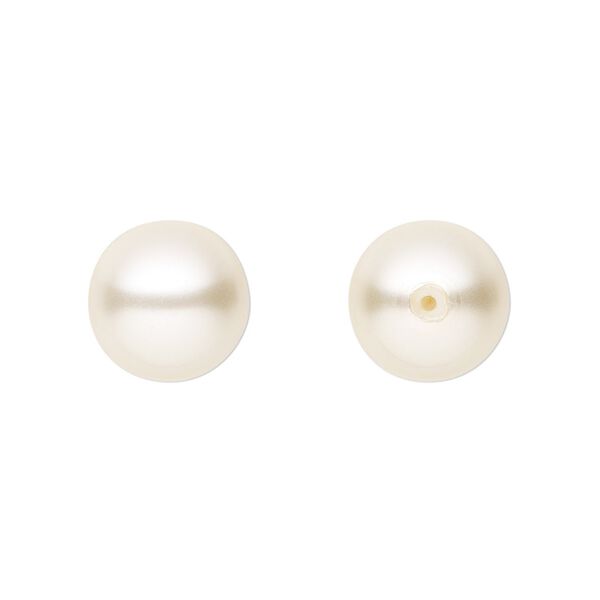 Pearl 45pk light creamrose, Preciosa Czech crystal 12mm half-drilled round image number 0