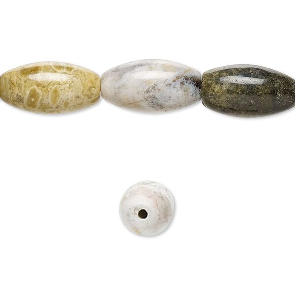 Ocean jasper 1pkg1, oval bead natural 15.5-16 inch 14x8mm image number 0
